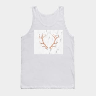 Rose gold antlers on soft white marble Tank Top
